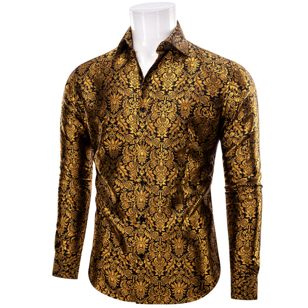 Black Golden floral long sleeve shirt