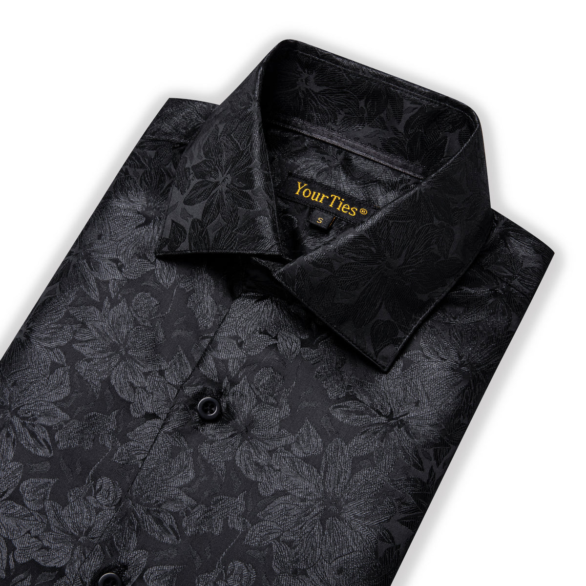 Black Floral Men's Long Sleeve Shirt