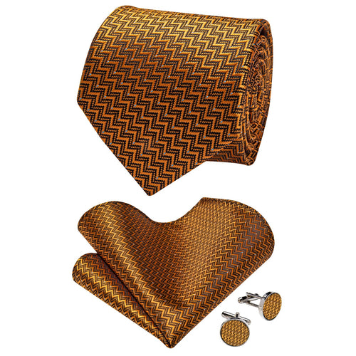 Gold Tie Small Blue Dots Black Golden Geometric Necktie Set