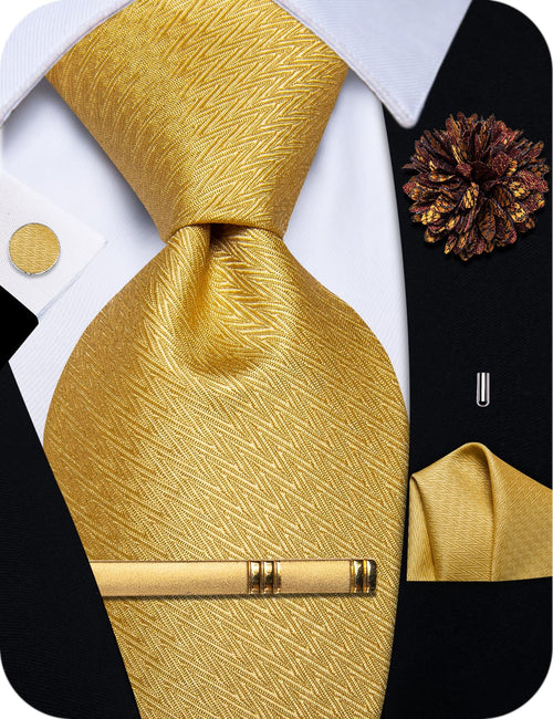Men's Granola Yellow Tie Geometric Necktie Set