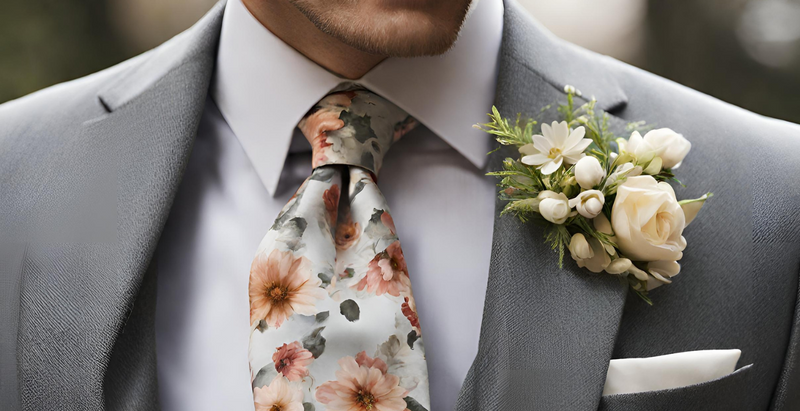 men wearing floral necktie