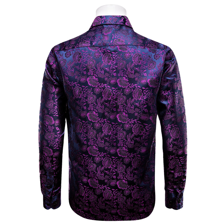 YourTies Dark Purple Shirt Black Floral Men's Top Long Sleeve Shirt XL YourTies Dark Purple Shirt Black Floral Men's Top Long Sleeve Shirt XL