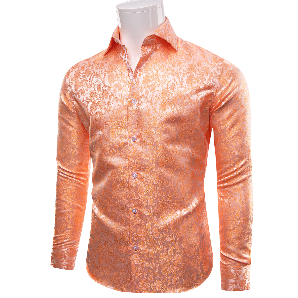 Orange Floral Men's Long Sleeve Shirt