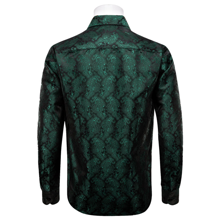 YourTies Dark Green Shirt Black Men's Long Sleeve Windsor Collar Shirt, S YourTies Dark Green Shirt Black Men's Long Sleeve Windsor Collar Shirt, S