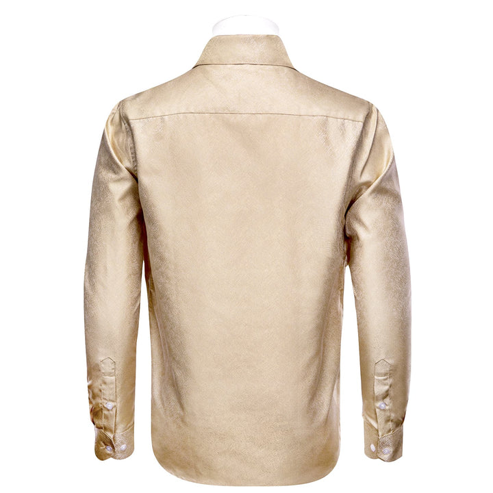 YourTies Champagne Color Dress Shirt Men's Silk Long Sleeve Button Top, L YourTies Champagne Color Dress Shirt Men's Silk Long Sleeve Button Top, L