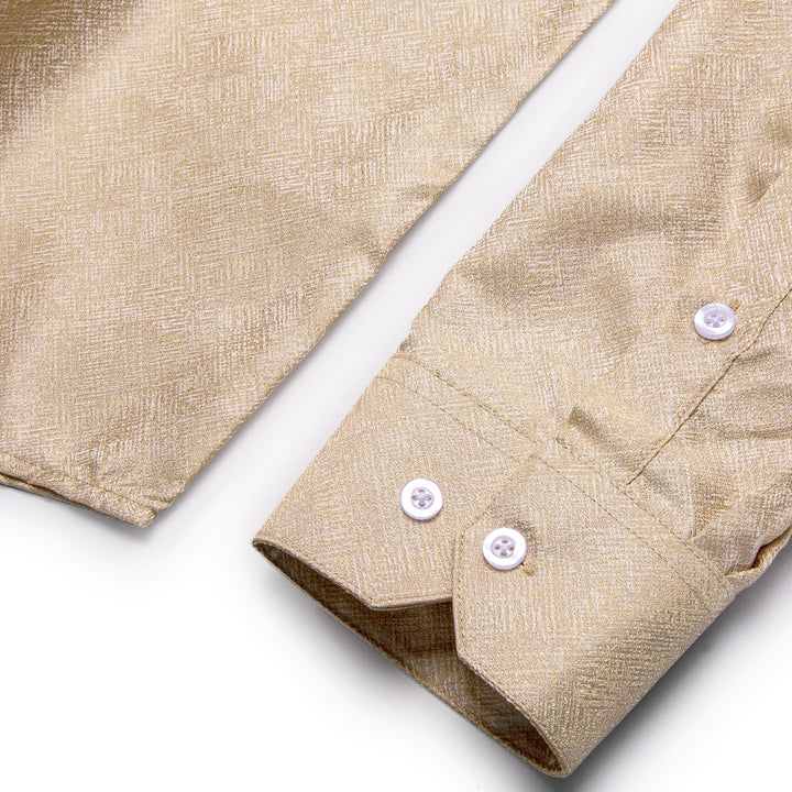 champagne dress shirts for men YourTies Champagne Color Dress Shirt Men's Silk Long Sleeve Button Top L