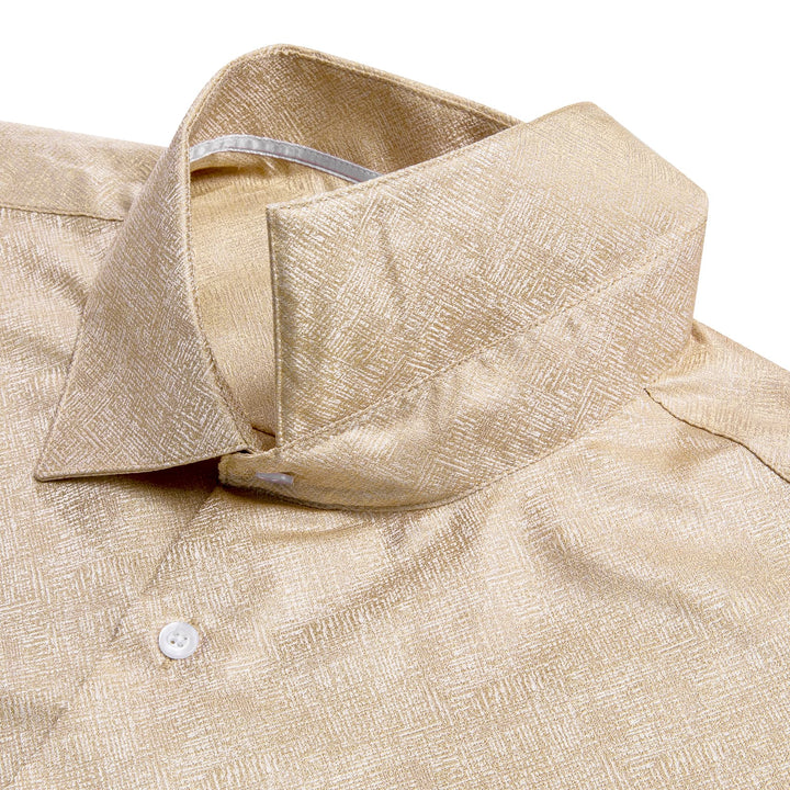 YourTies Champagne Color Dress Shirt Men's Silk Long Sleeve Button Top YourTies Champagne Color Dress Shirt Men's Silk Long Sleeve Button Top