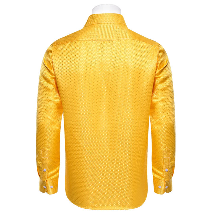 YourTies Gold Shirt Shining Casual Plaid Silk Men's Shirt for Party, M YourTies Gold Shirt Shining Casual Plaid Silk Men's Shirt for Party, M