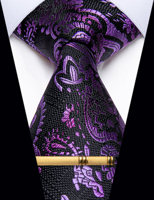 Premium Textured Purple Silk Necktie for Men main image 1