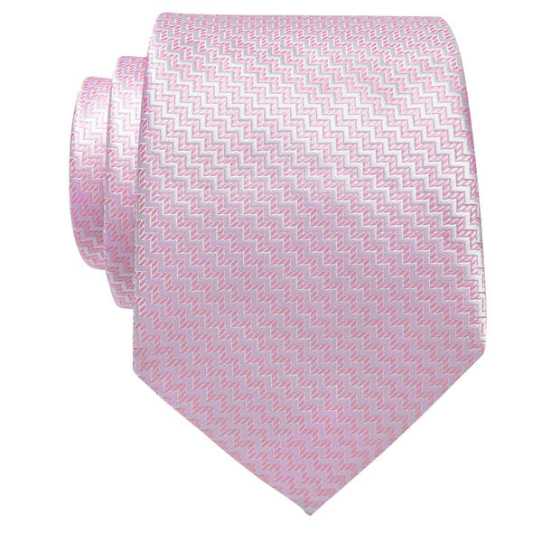 Light Pink Irregular Geometric Silk Necktie