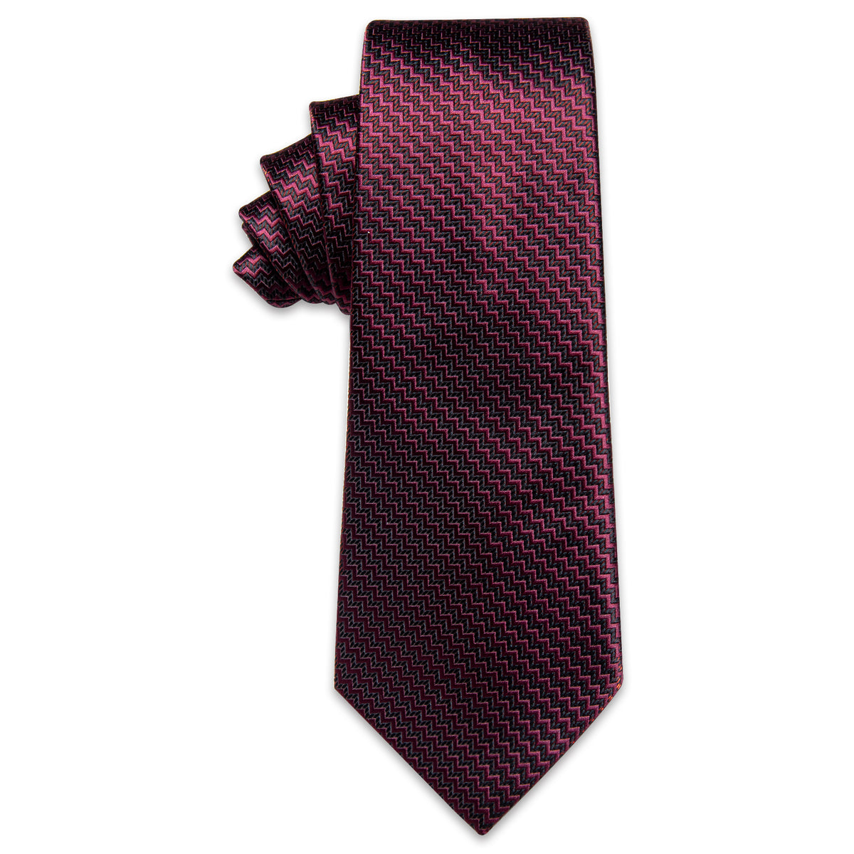 Burgundy Irregular Striped Silk Necktie