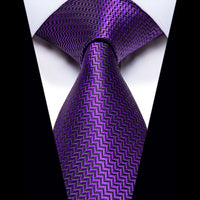 Purple Irregular Striped Silk Necktie