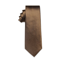 Brown Irregular Striped Silk Necktie with Golden Tie Clip