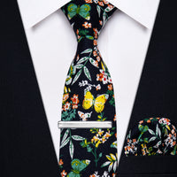 Green Butterfly Skinny Tie Set with Tie Clip