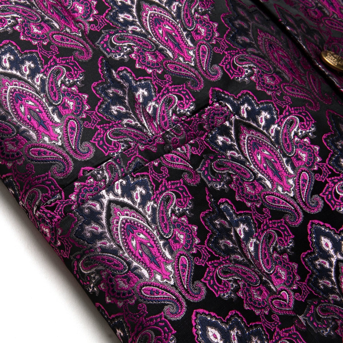 Purple White Paisley Silk Men's Vest Necktie Handkerchief Cufflinks Set