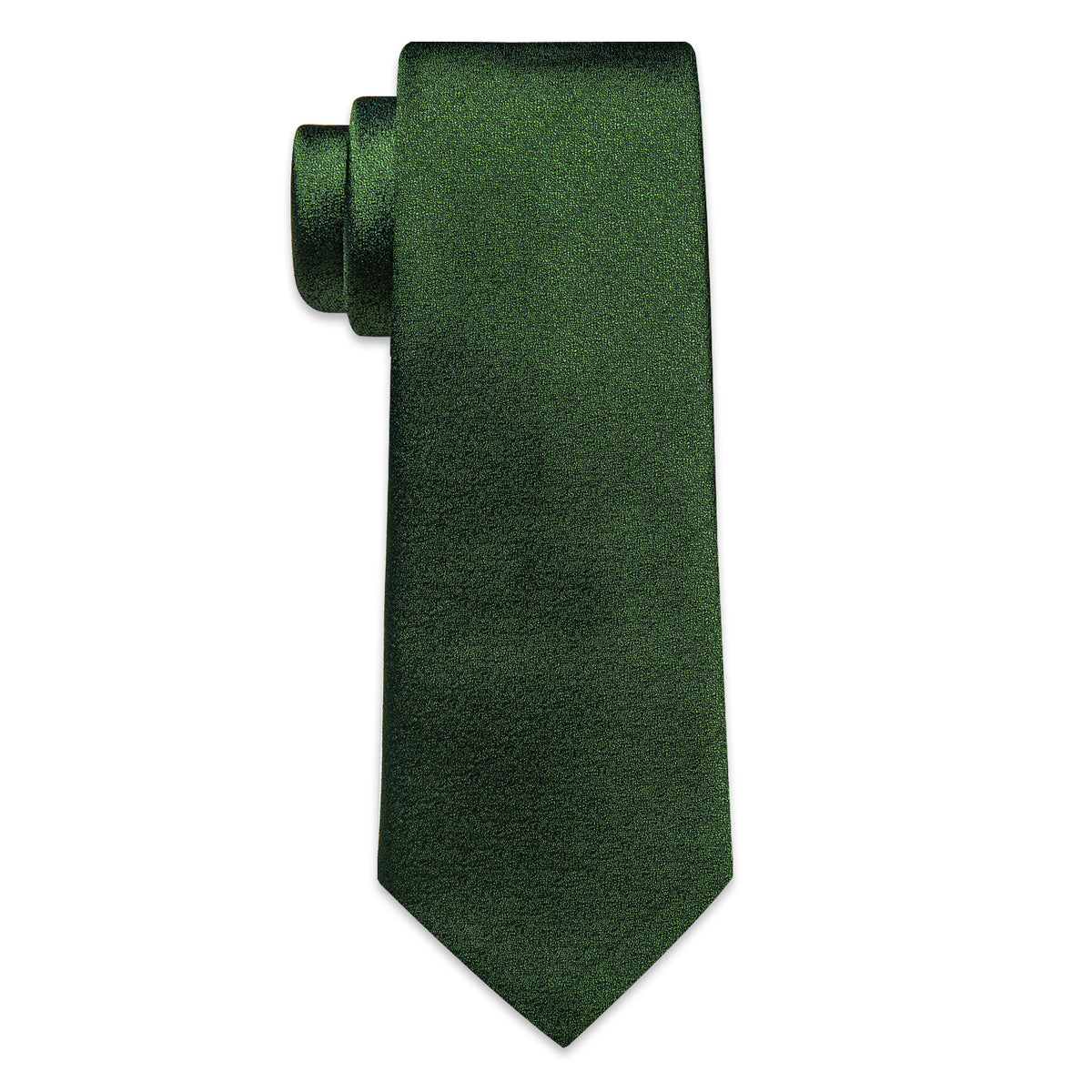 Shining Grass Green Solid Men's Necktie Pocket Square Cufflinks Set
