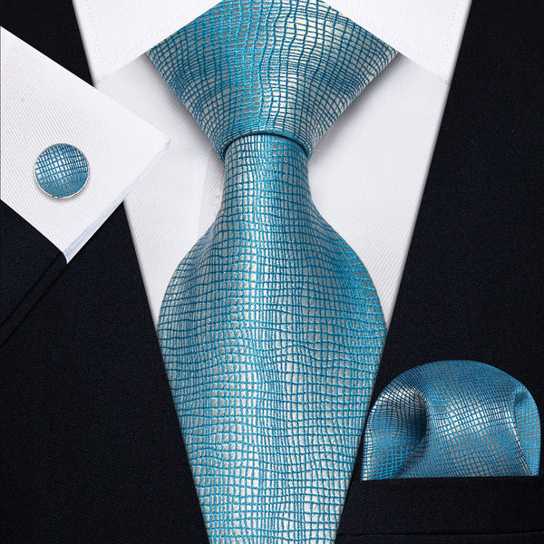 YourTies Gradient Blue Tie Silver Novelty Men's Necktie Set