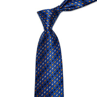 Blue Yellow White Novelty Woven Men's Necktie Pocket Square Cufflinks Set