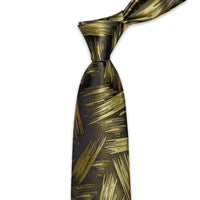 Gold Brown Novelty Woven Men's Necktie Pocket Square Cufflinks Set