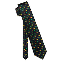 Black Christmas Hat Men's Necktie Pocket Square Cufflinks Set