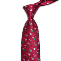 Red Christmas Hat Men's Necktie Pocket Square Cufflinks Set