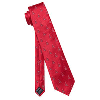 Red Christmas Tree Men's Necktie Pocket Square Cufflinks Set