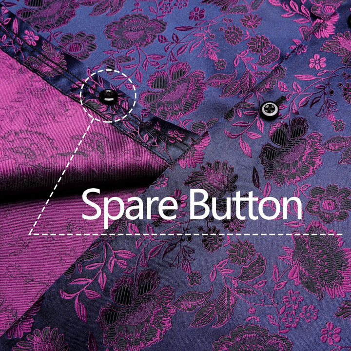 YourTies Black Mens Shirt Pink Jacquard Floral Long Sleeve Dress Shirt, M YourTies Black Mens Shirt Pink Jacquard Floral Long Sleeve Dress Shirt, M