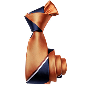 Orange Blue Striped Skinny Necktie