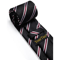 Black Red Striped Silk Necktie