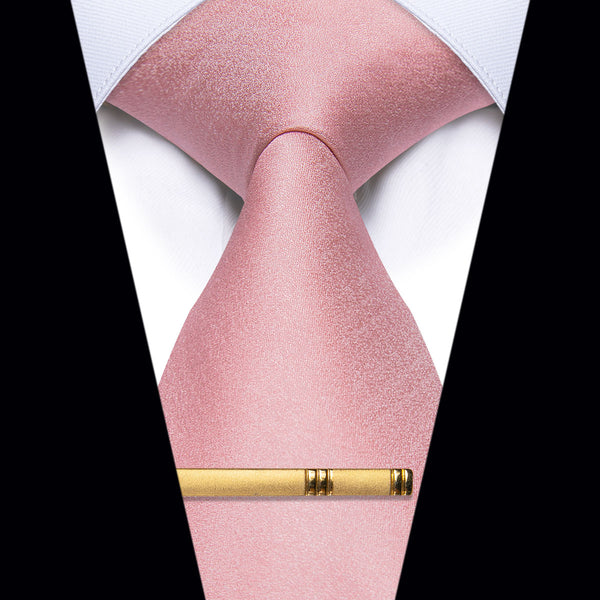 light pink solid tie  with clip tie 