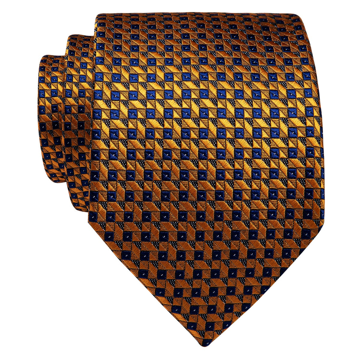 Golden Blue Plaid Silk Necktie