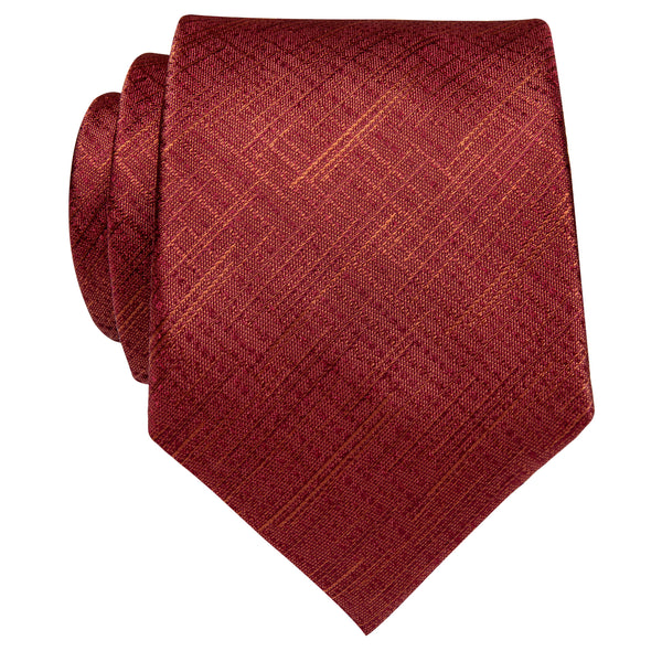 Classic Red Plaid Silk Necktie with Golden Tie Clip