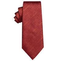 Classic Red Plaid Silk Necktie with Golden Tie Clip