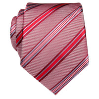Pink Red Striped Silk Necktie
