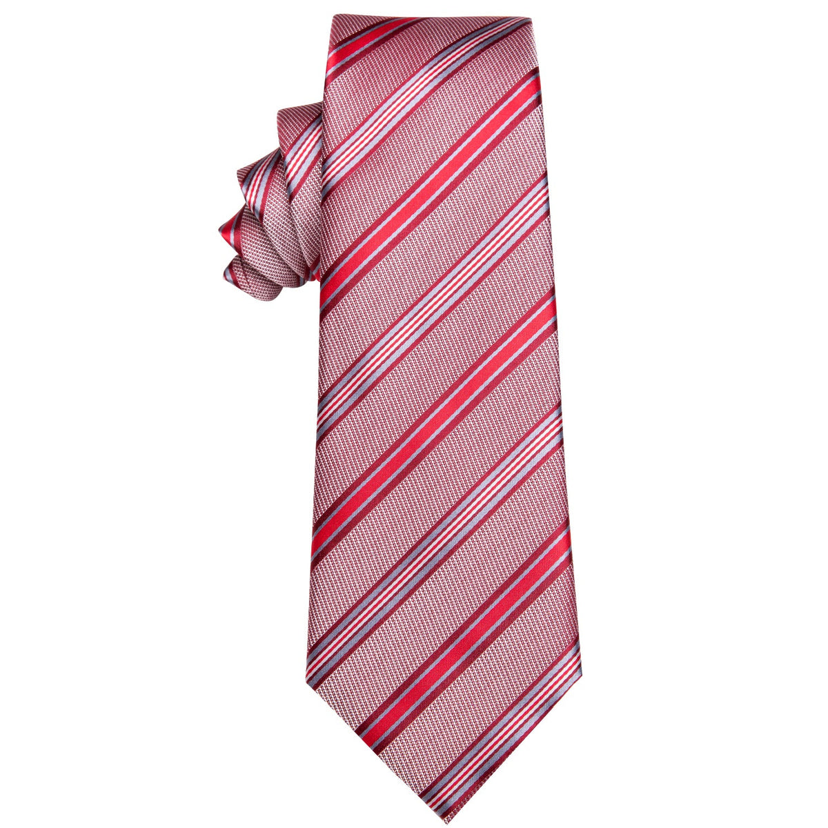 Pink Red Striped Silk Necktie