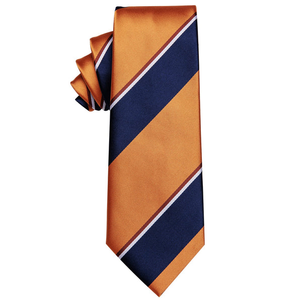 Orange Blue Striped Silk Necktie