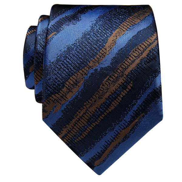 YourTies Mens Tie Navy Blue Irregular Striped Silk Necktie