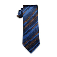 Navy Blue Irregular Striped Silk Necktie