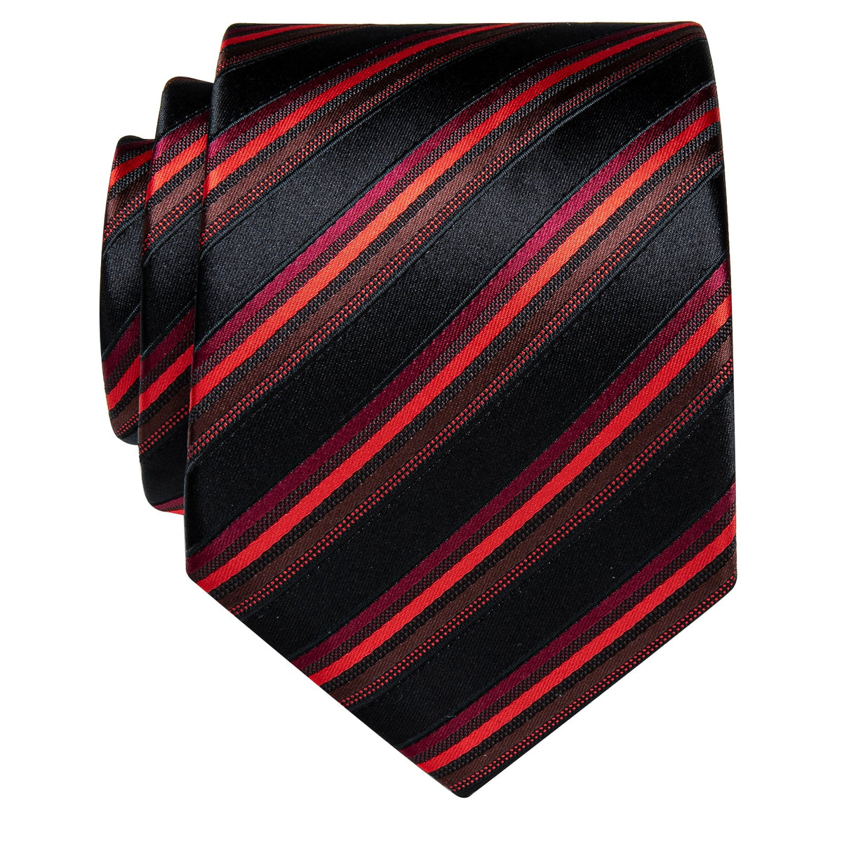 Red Black Striped Silk Necktie