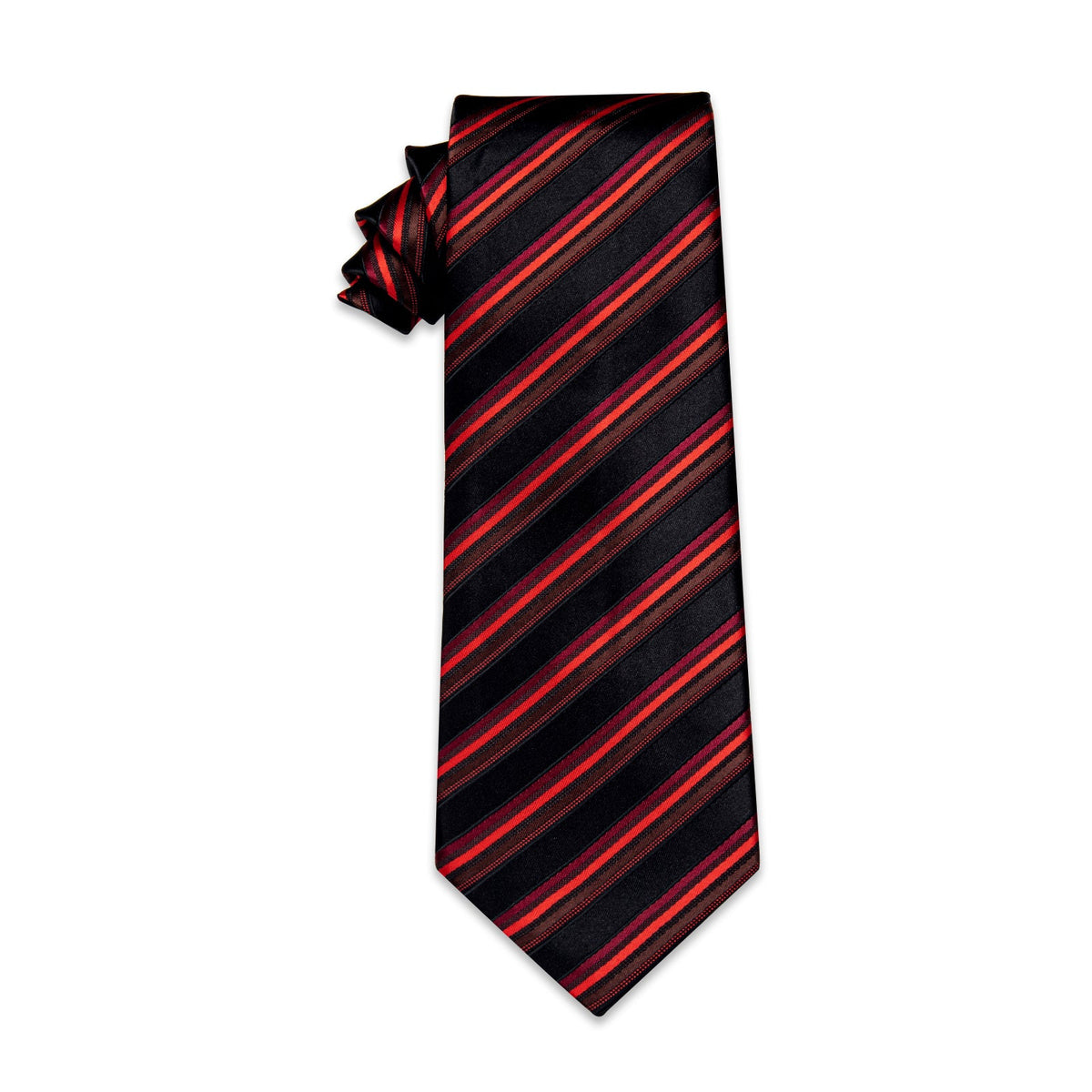 Red Black Striped Silk Necktie