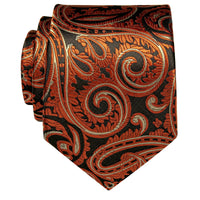 Brown Bronze Gold Paisley Silk Necktie