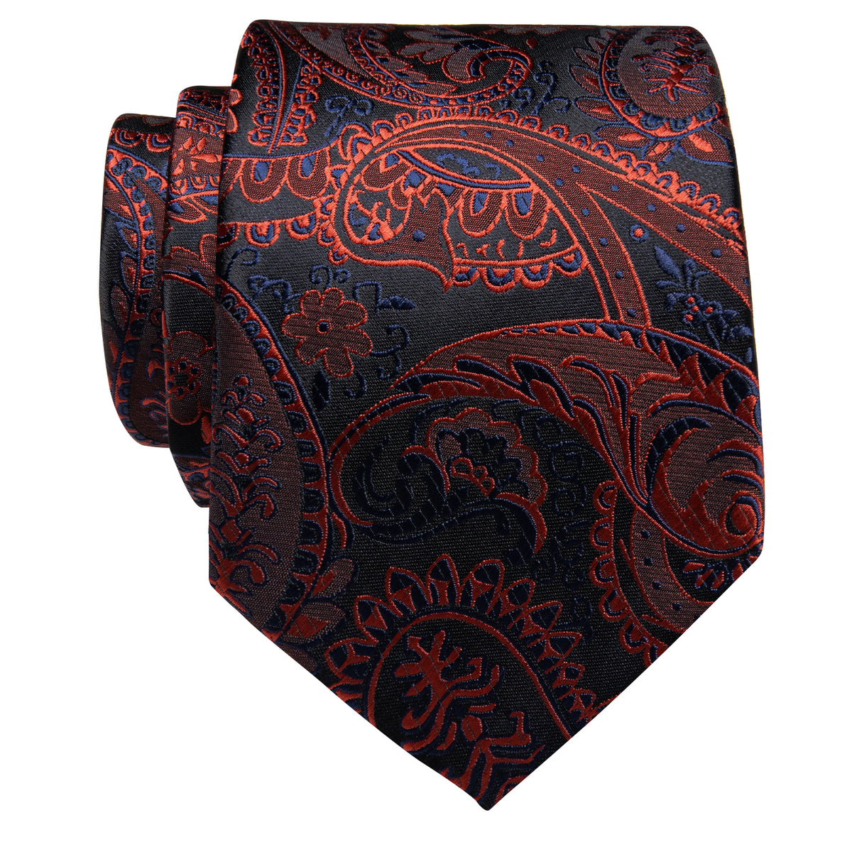 Black Blue Red Paisley Silk Necktie