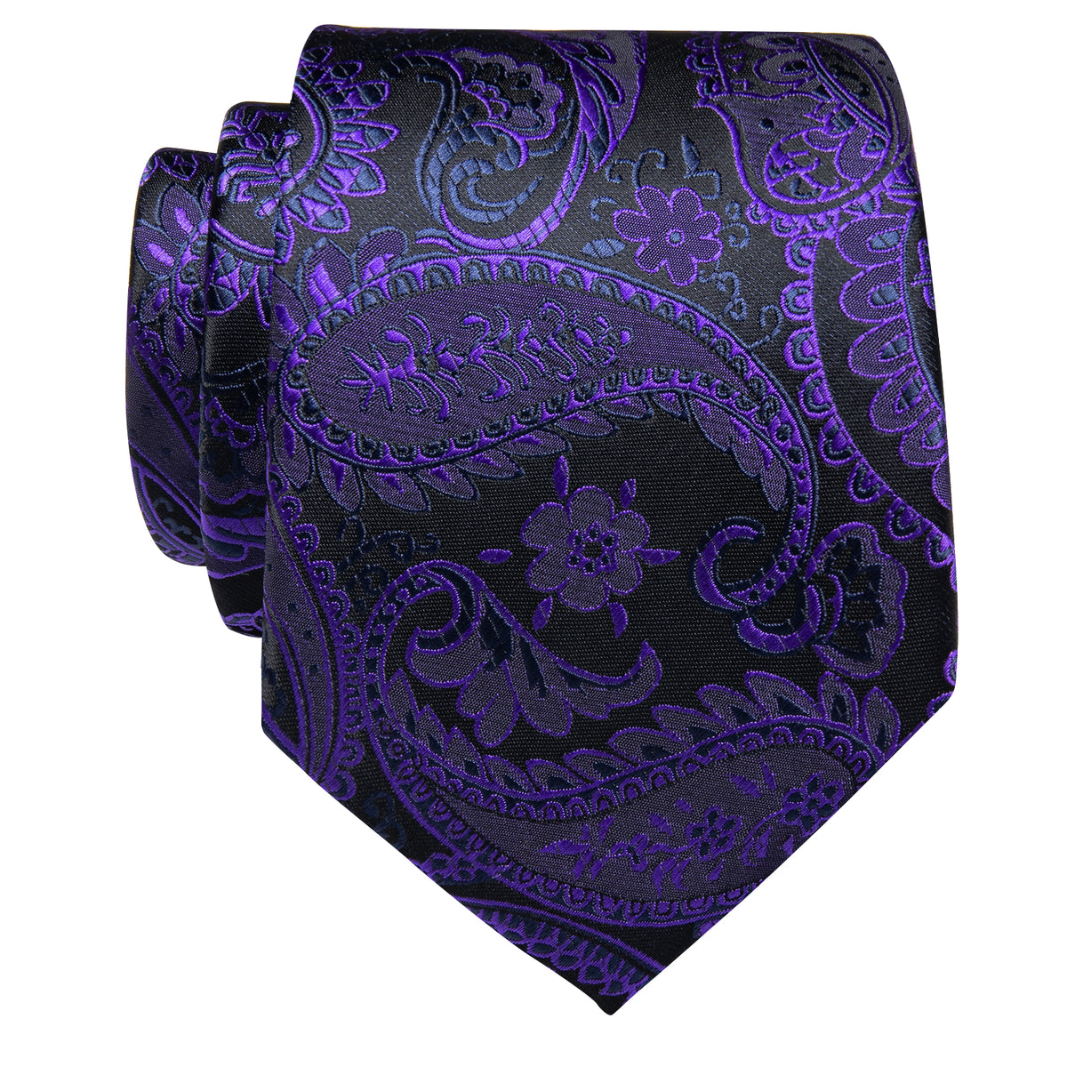 Black Purple Paisley Silk Necktie