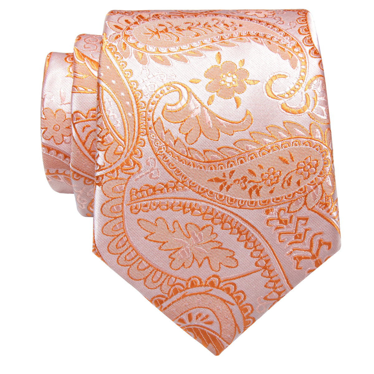 Orange Pink Paisley Silk Necktie