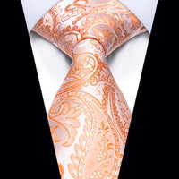 Orange Pink Paisley Silk Necktie