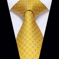 Yellow Blue White Dot Silk Necktie