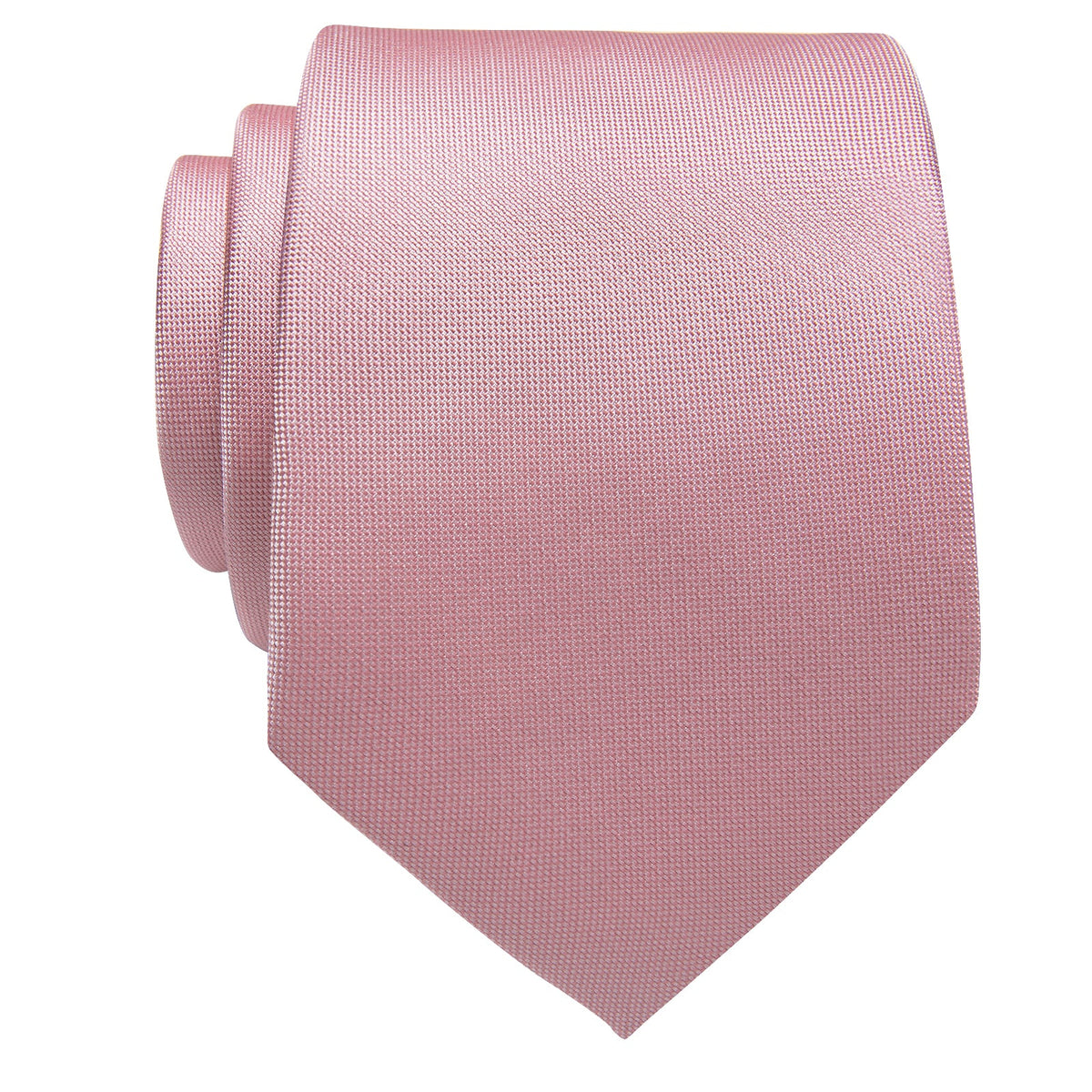 Light Pink Solid Silk Necktie with Golden Tie Clip