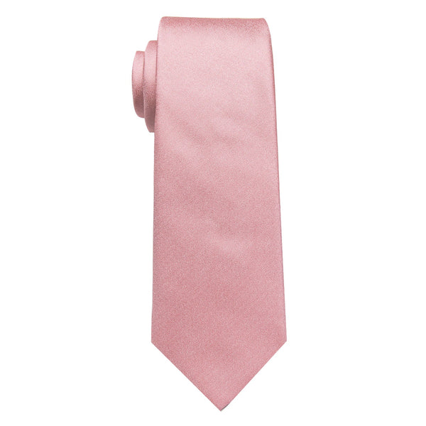 Baby Pink Solid Silk Necktie with Golden Tie Clip