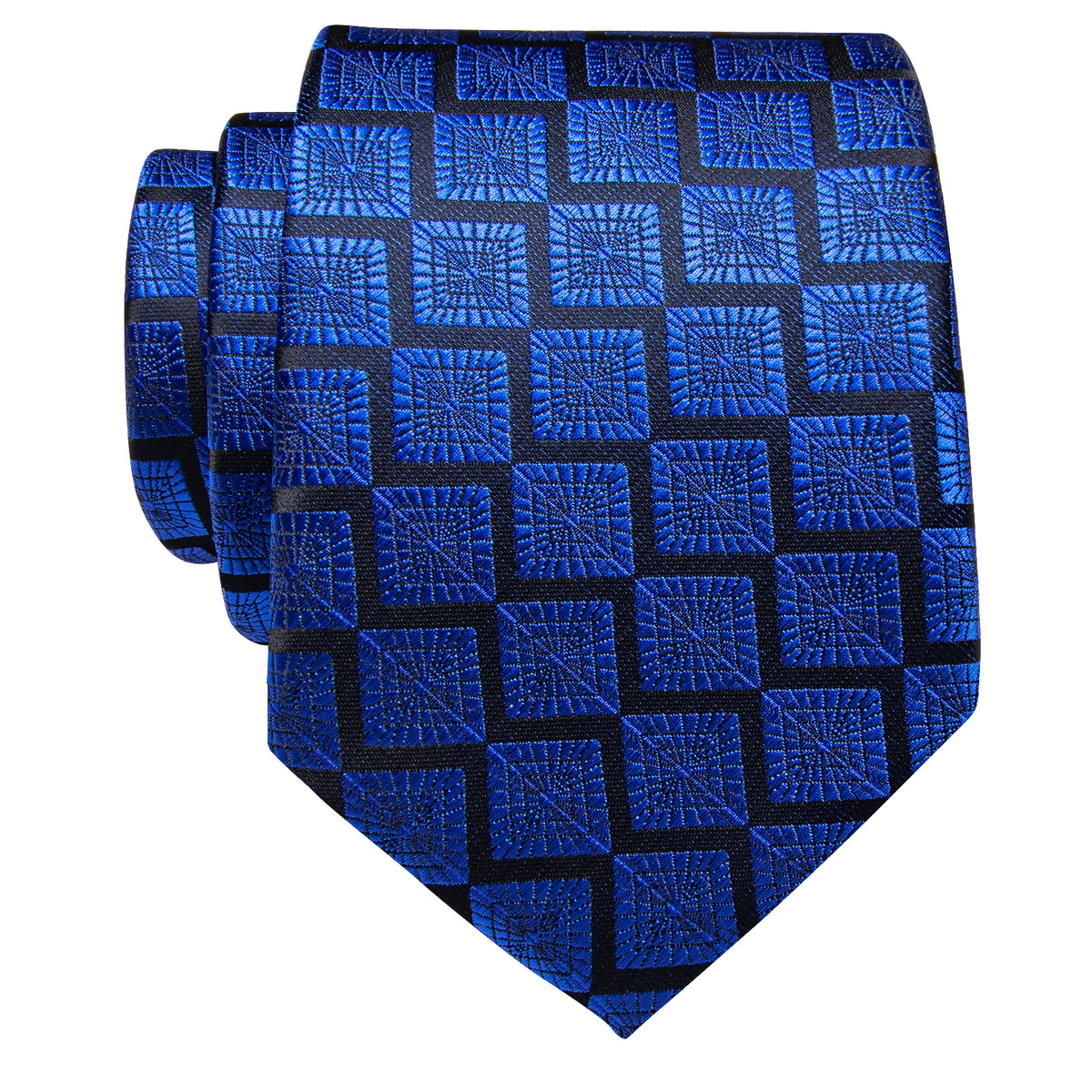 Black Navy Blue Plaid Novelty Silk Necktie