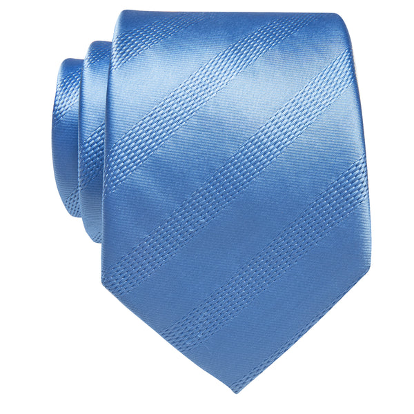 YourTies Light Blue Tie Blue Striped Silk Necktie for Men